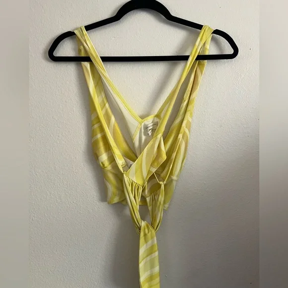 Urban Outfitters Yellow Swirl Tie-Back Crop Top - Picture 3 of 4